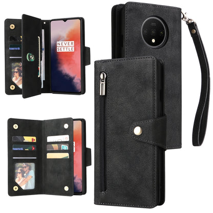 Rivet Buckle 9 Cards Three Fold Leather Phone Case, For OnePlus Nord N100, For OnePlus 7, For OnePlus 7 Pro, For OnePlus 7T