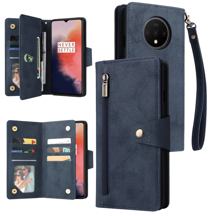 Rivet Buckle 9 Cards Three Fold Leather Phone Case, For OnePlus Nord N100, For OnePlus 7, For OnePlus 7 Pro, For OnePlus 7T