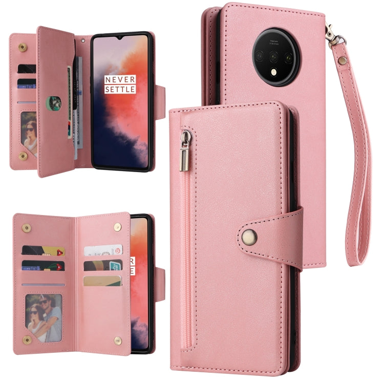 Rivet Buckle 9 Cards Three Fold Leather Phone Case, For OnePlus Nord N100, For OnePlus 7, For OnePlus 7 Pro, For OnePlus 7T