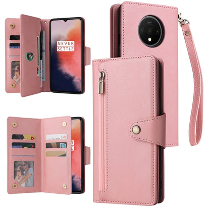 Rivet Buckle 9 Cards Three Fold Leather Phone Case, For OnePlus Nord N100, For OnePlus 7, For OnePlus 7 Pro, For OnePlus 7T