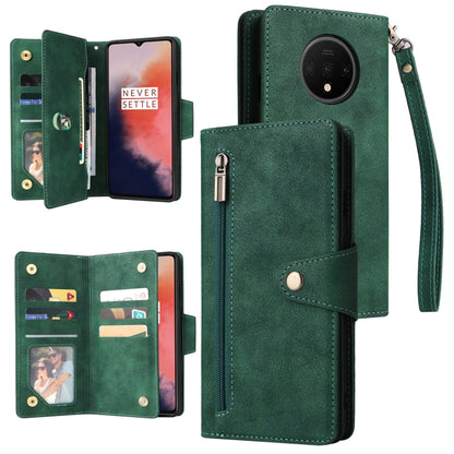 Rivet Buckle 9 Cards Three Fold Leather Phone Case, For OnePlus Nord N100, For OnePlus 7, For OnePlus 7 Pro, For OnePlus 7T