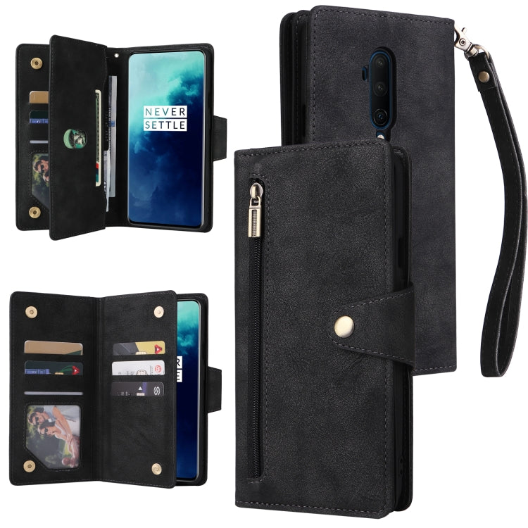 Rivet Buckle 9 Cards Three Fold Leather Phone Case, For OnePlus 7T Pro, For OnePlus 8, For OnePlus 8 Pro, For OnePlus Nord