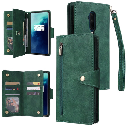 Rivet Buckle 9 Cards Three Fold Leather Phone Case, For OnePlus 7T Pro, For OnePlus 8, For OnePlus 8 Pro, For OnePlus Nord