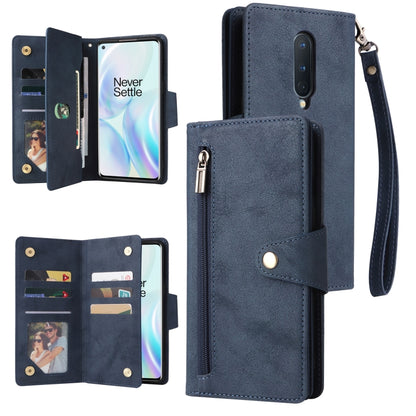 Rivet Buckle 9 Cards Three Fold Leather Phone Case, For OnePlus 7T Pro, For OnePlus 8, For OnePlus 8 Pro, For OnePlus Nord