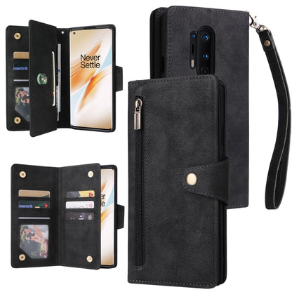 Rivet Buckle 9 Cards Three Fold Leather Phone Case, For OnePlus 7T Pro, For OnePlus 8, For OnePlus 8 Pro, For OnePlus Nord