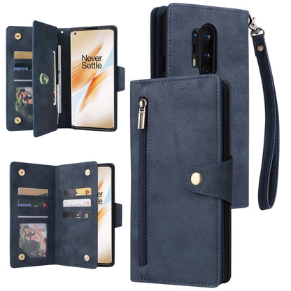 Rivet Buckle 9 Cards Three Fold Leather Phone Case, For OnePlus 7T Pro, For OnePlus 8, For OnePlus 8 Pro, For OnePlus Nord