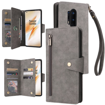 Rivet Buckle 9 Cards Three Fold Leather Phone Case, For OnePlus 7T Pro, For OnePlus 8, For OnePlus 8 Pro, For OnePlus Nord