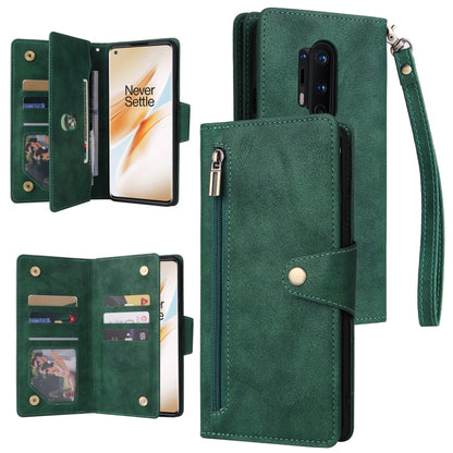 Rivet Buckle 9 Cards Three Fold Leather Phone Case, For OnePlus 7T Pro, For OnePlus 8, For OnePlus 8 Pro, For OnePlus Nord