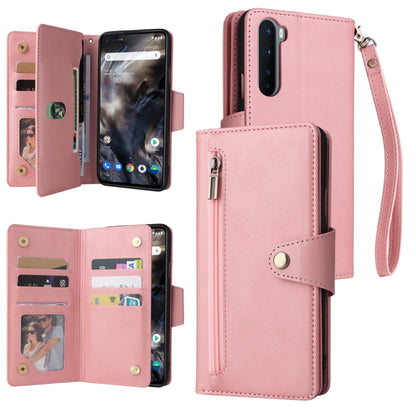 Rivet Buckle 9 Cards Three Fold Leather Phone Case, For OnePlus 7T Pro, For OnePlus 8, For OnePlus 8 Pro, For OnePlus Nord