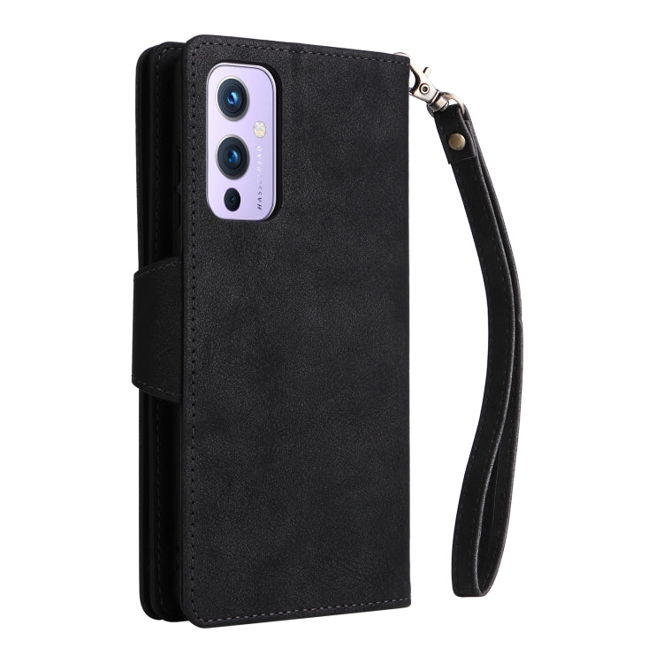 Rivet Buckle 9 Cards Three Fold Leather Phone Case, For OnePlus 9, For OnePlus 9 Pro, For OnePlus Nord 2