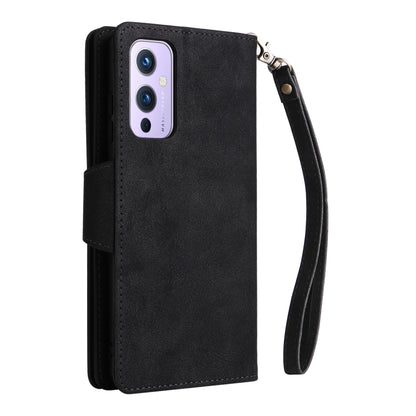 Rivet Buckle 9 Cards Three Fold Leather Phone Case, For OnePlus 9, For OnePlus 9 Pro, For OnePlus Nord 2