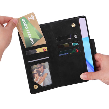 Rivet Buckle 9 Cards Three Fold Leather Phone Case, For OnePlus 9, For OnePlus 9 Pro, For OnePlus Nord 2