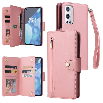 Rivet Buckle 9 Cards Three Fold Leather Phone Case, For OnePlus 9, For OnePlus 9 Pro, For OnePlus Nord 2