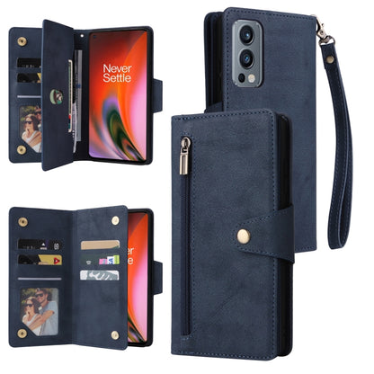 Rivet Buckle 9 Cards Three Fold Leather Phone Case, For OnePlus 9, For OnePlus 9 Pro, For OnePlus Nord 2