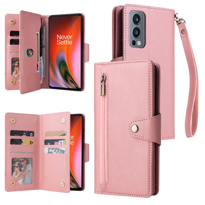 Rivet Buckle 9 Cards Three Fold Leather Phone Case, For OnePlus 9, For OnePlus 9 Pro, For OnePlus Nord 2