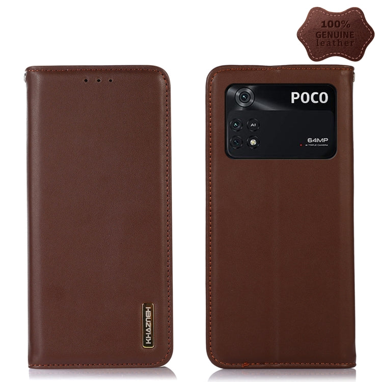 KHAZNEH Nappa Top Layer Cowhide Leather Phone Case, For Xiaomi Redmi Note 11E / Redmi 10 5G, For Xiaomi Poco M4 Pro 4G, For Xiaomi Poco X4 Pro 5G
