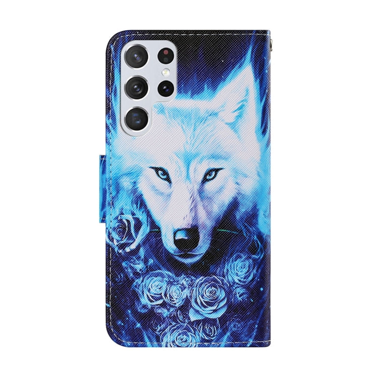 Coloured Drawing Pattern Leather Phone Case, For Samsung Galaxy S22 Ultra 5G