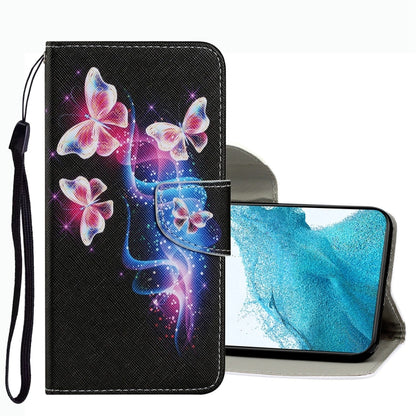 Coloured Drawing Pattern Leather Phone Case, For Samsung Galaxy S22 5G