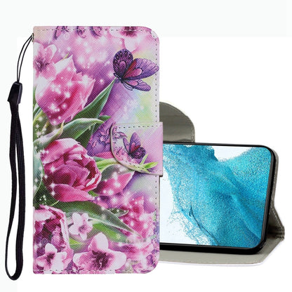 Coloured Drawing Pattern Leather Phone Case, For Samsung Galaxy S22+ 5G
