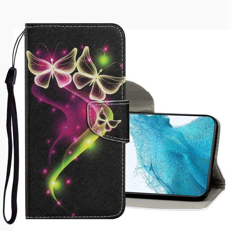 Coloured Drawing Pattern Leather Phone Case, For Samsung Galaxy S22+ 5G