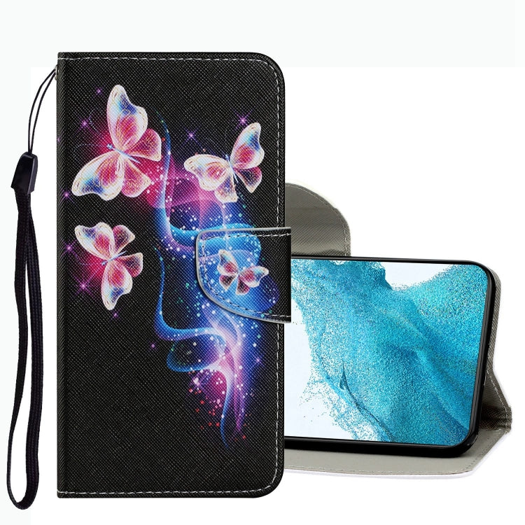 Coloured Drawing Pattern Leather Phone Case, For Samsung Galaxy S22+ 5G