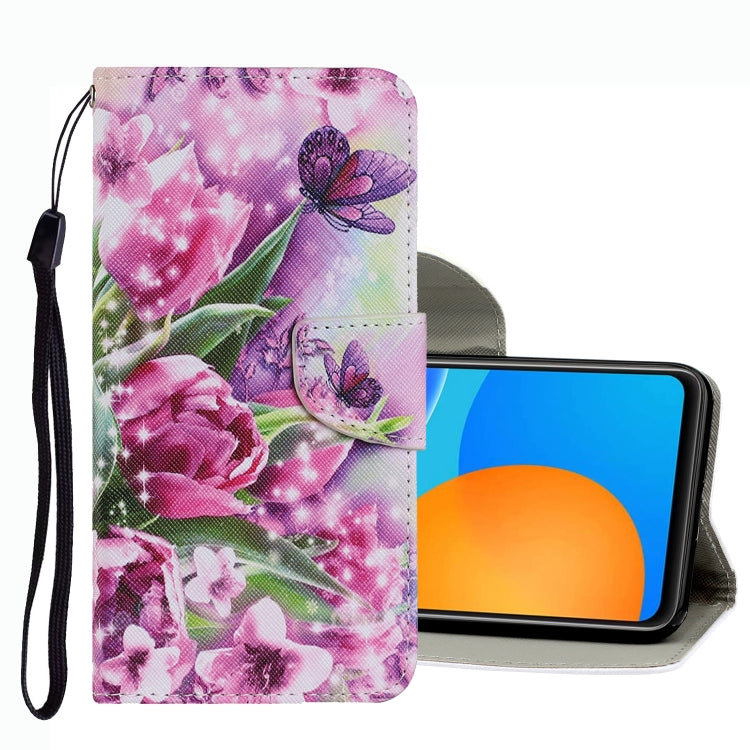 Coloured Drawing Pattern Leather Phone Case, For Huawei P Smart 2021