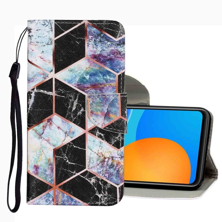 Coloured Drawing Pattern Leather Phone Case, For Huawei P Smart 2021