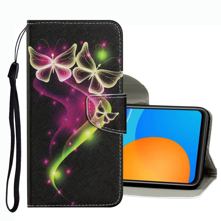 Coloured Drawing Pattern Leather Phone Case, For Huawei P Smart 2021
