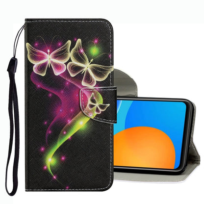Coloured Drawing Pattern Leather Phone Case, For Huawei P Smart 2021