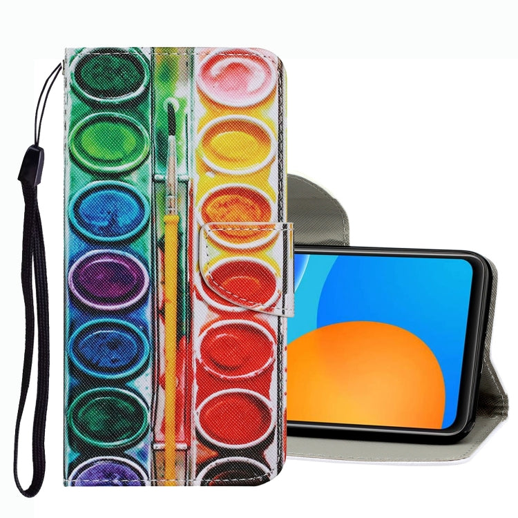 Coloured Drawing Pattern Leather Phone Case, For Huawei P Smart 2021