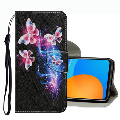 Coloured Drawing Pattern Leather Phone Case, For Huawei P Smart 2021