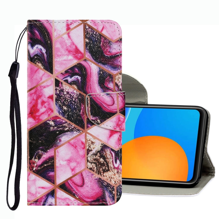 Coloured Drawing Pattern Leather Phone Case, For Huawei P Smart 2021