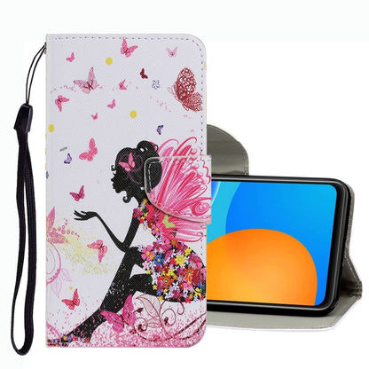 Coloured Drawing Pattern Leather Phone Case, For Huawei P Smart 2021
