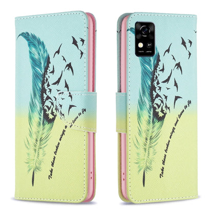 Colored Drawing Pattern Leather Phone Case, For ZTE Blade  A31