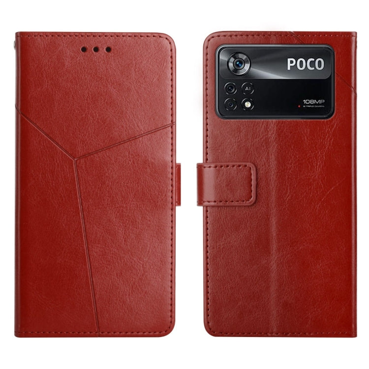 Y Stitching Horizontal Flip Leather Phone Case, For Xiaomi Poco X4 Pro 5G, For Xiaomi Poco M4 Pro 5G