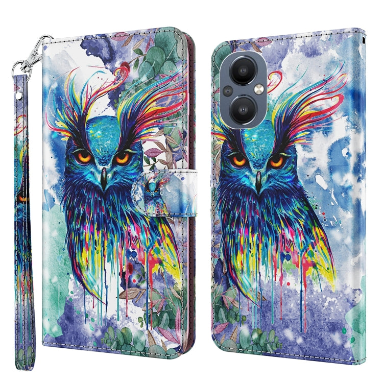 3D Painting Pattern Flip Leather Phone Case, For OPPO A94 5G / A95 5G, For OnePlus Nord N20 5G / OPPO A96 5G