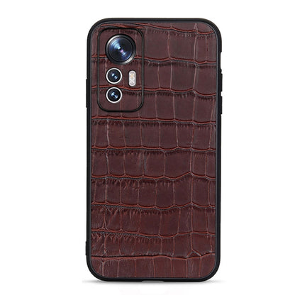 Fine Hole Crocodile Texture Genuine Leather Phone Case, For Xiaomi Mi 12 Lite