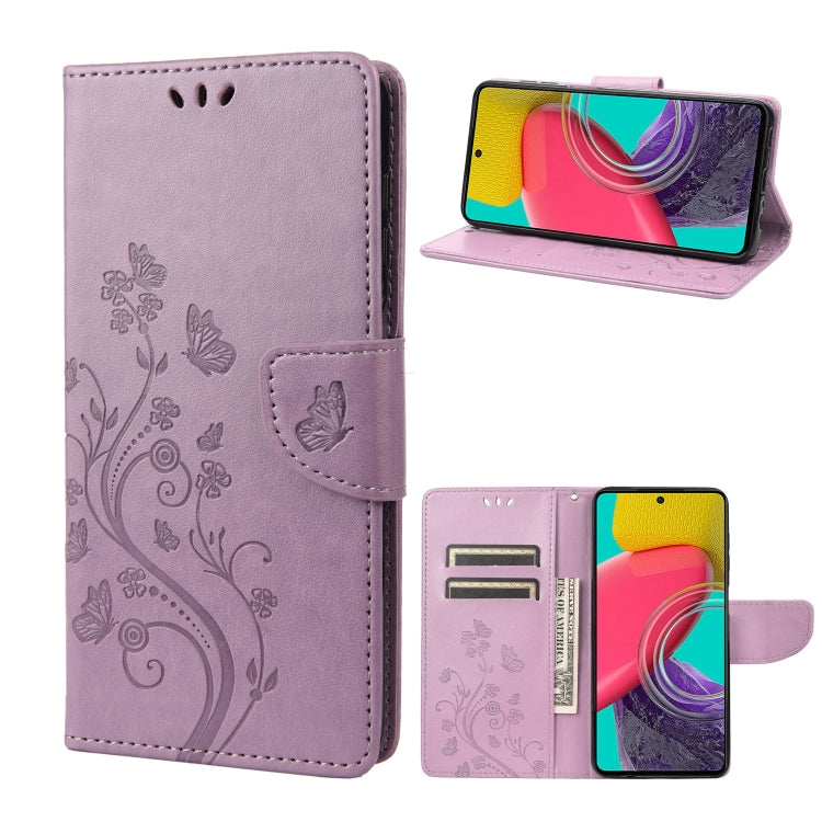 Butterfly Flower Pattern Flip Leather Phone Case, For Samsung Galaxy M53 5G