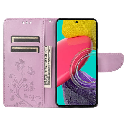 Butterfly Flower Pattern Flip Leather Phone Case, For Samsung Galaxy M53 5G