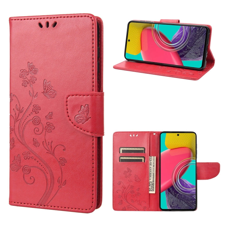 Butterfly Flower Pattern Flip Leather Phone Case, For Samsung Galaxy M53 5G