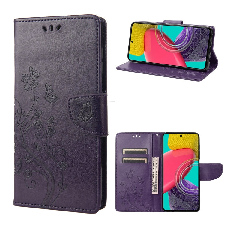 Butterfly Flower Pattern Flip Leather Phone Case, For Samsung Galaxy M53 5G