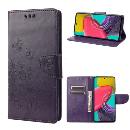 Butterfly Flower Pattern Flip Leather Phone Case, For Samsung Galaxy M53 5G