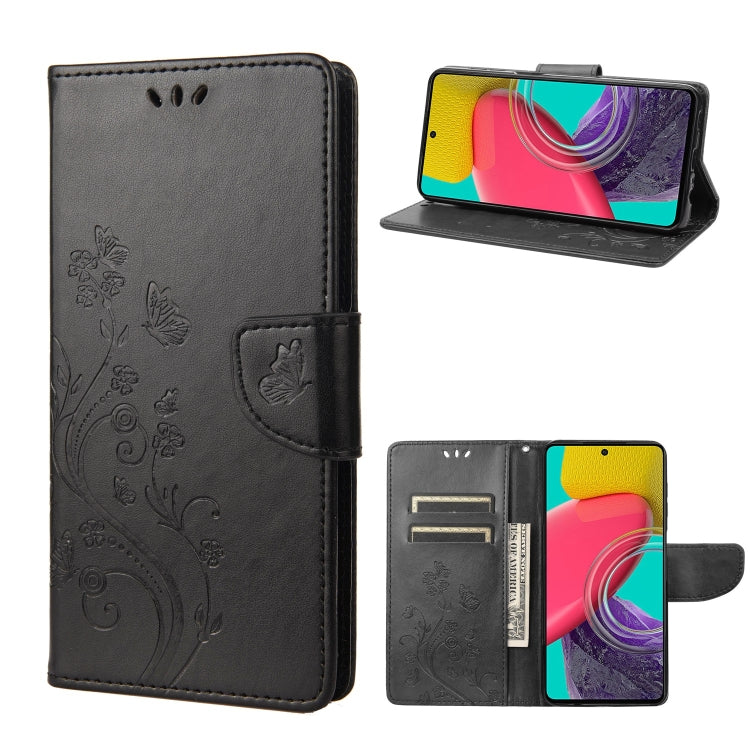 Butterfly Flower Pattern Flip Leather Phone Case, For Samsung Galaxy M53 5G