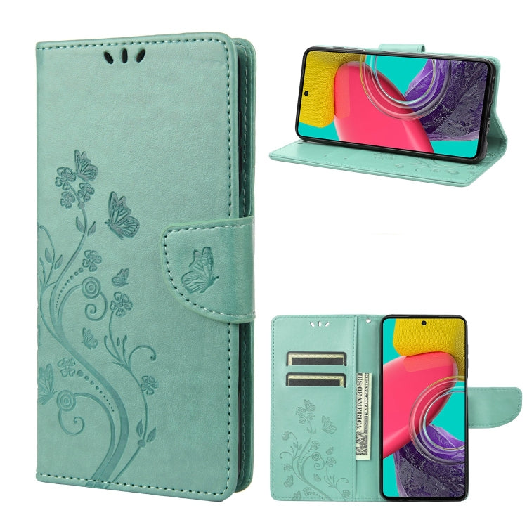 Butterfly Flower Pattern Flip Leather Phone Case, For Samsung Galaxy M53 5G