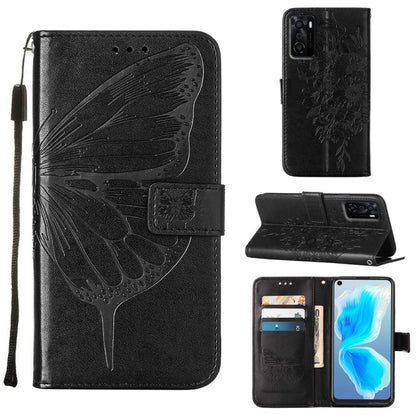 Embossed Butterfly Leather Phone Case, For OPPO A55s 5G Global, For OPPO Find X5, For OPPO Find X5 Pro