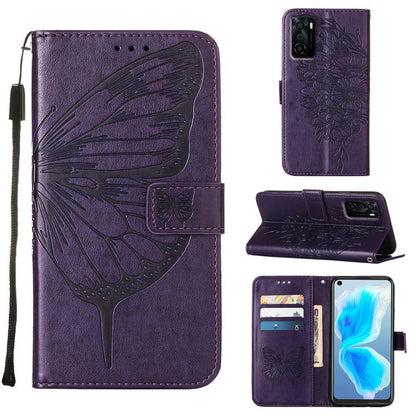 Embossed Butterfly Leather Phone Case, For OPPO A55s 5G Global, For OPPO Find X5, For OPPO Find X5 Pro