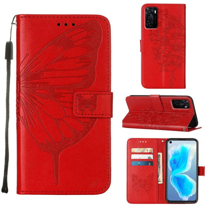 Embossed Butterfly Leather Phone Case, For OPPO A55s 5G Global, For OPPO Find X5, For OPPO Find X5 Pro