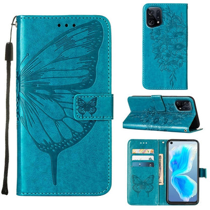 Embossed Butterfly Leather Phone Case, For OPPO A55s 5G Global, For OPPO Find X5, For OPPO Find X5 Pro
