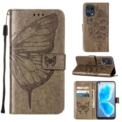 Embossed Butterfly Leather Phone Case, For OPPO A55s 5G Global, For OPPO Find X5, For OPPO Find X5 Pro