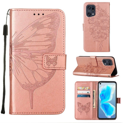 Embossed Butterfly Leather Phone Case, For OPPO A55s 5G Global, For OPPO Find X5, For OPPO Find X5 Pro